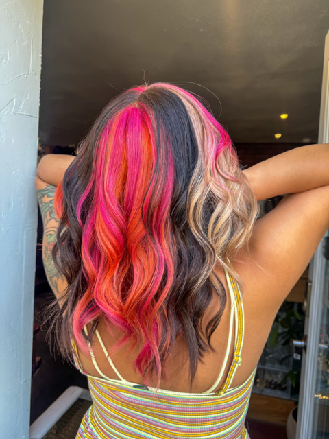 Vivid block coloring alternative hairstylist austin TX